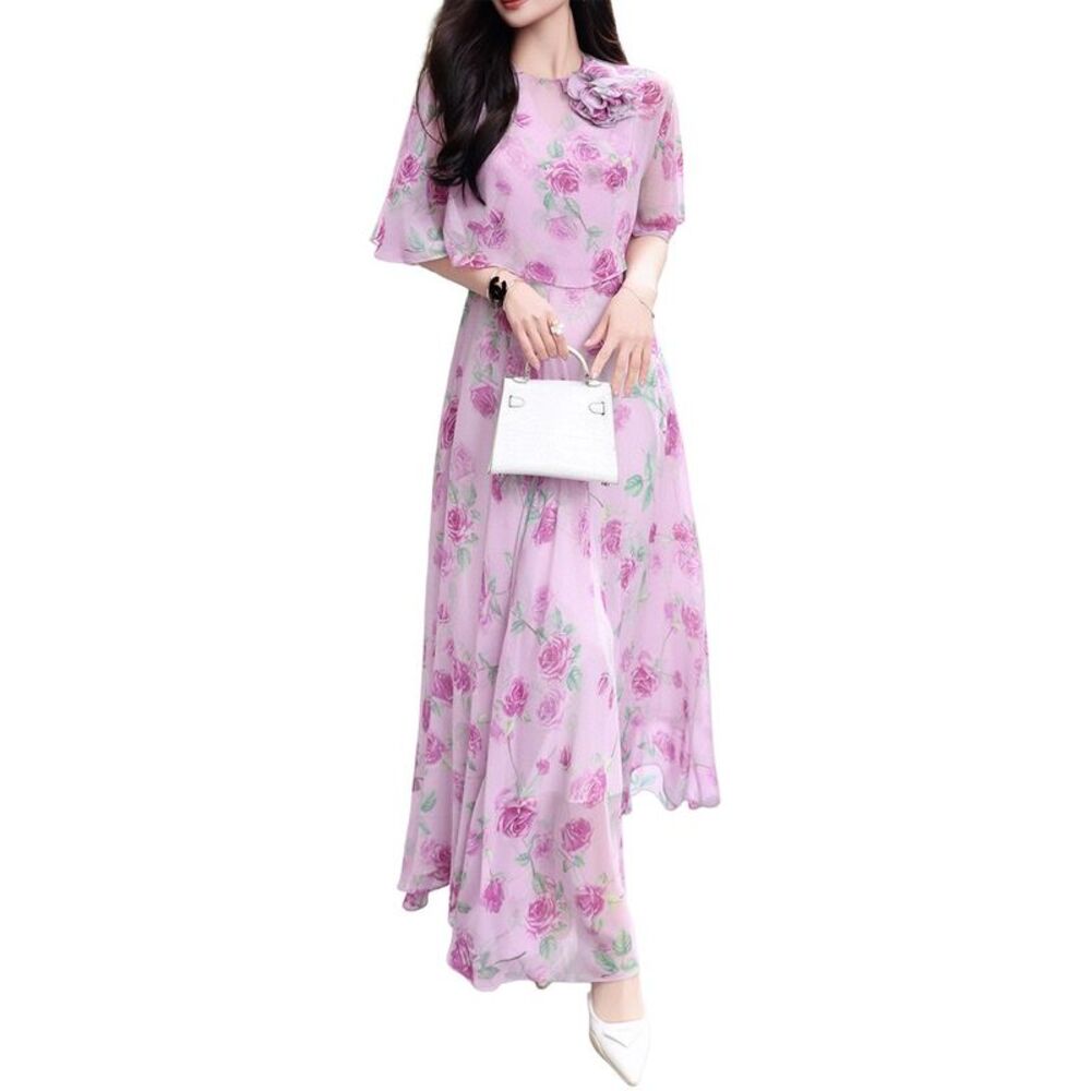 Burryco Womens Short Sleeve Maxi Dress